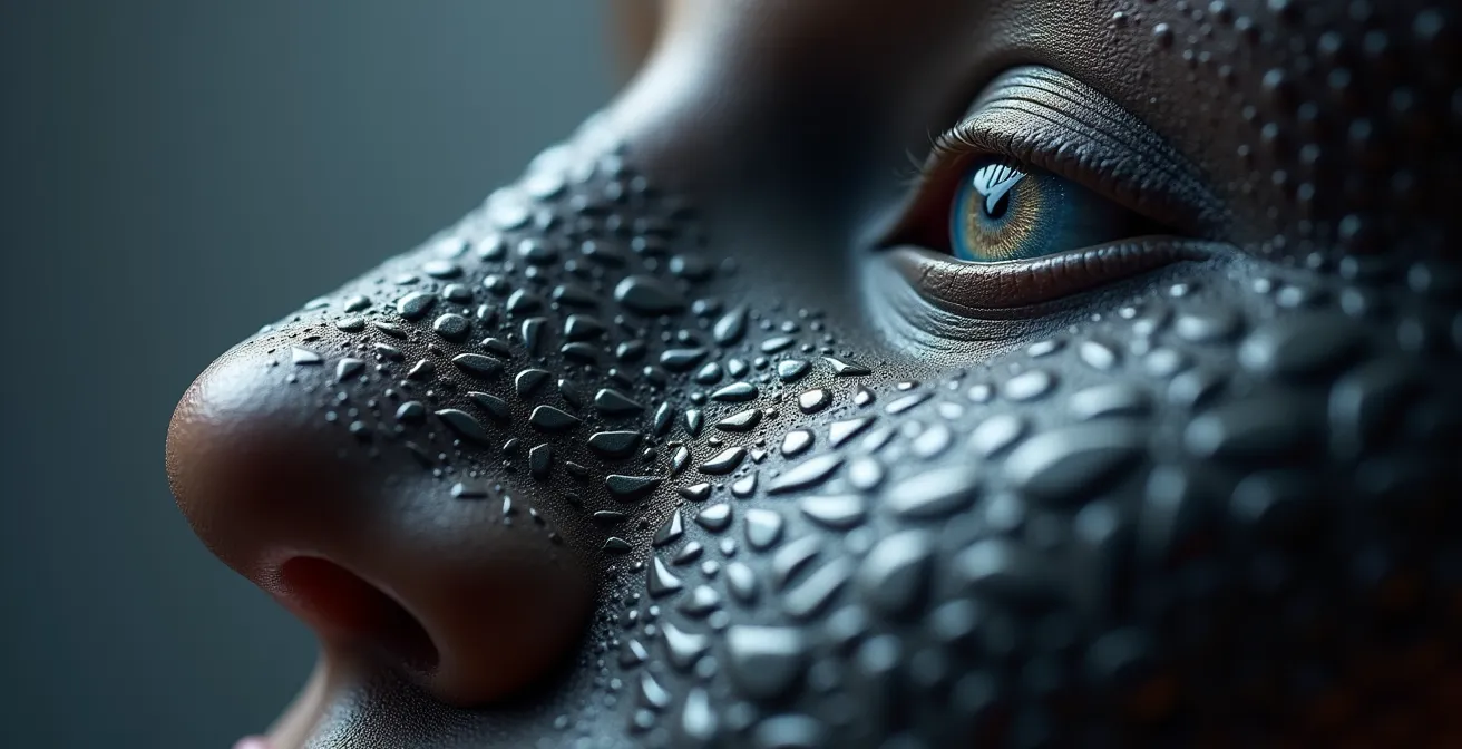 Extreme close-up of AI-designed golf club face showing complex surface patterns