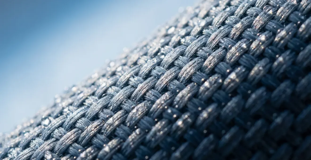 Macro shot of moisture-wicking golf fabric texture