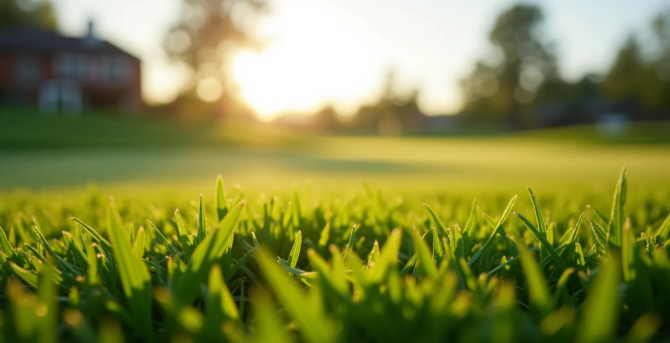 Aerial view of the 18th green hospitality area during a golf tournament