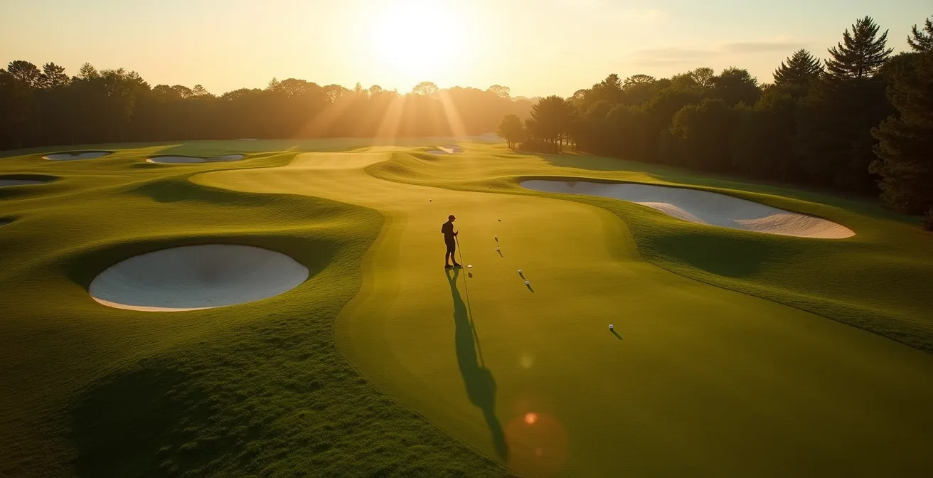 Abstract visualization of the J-curve learning pattern in golf improvement showing initial decline before significant improvement