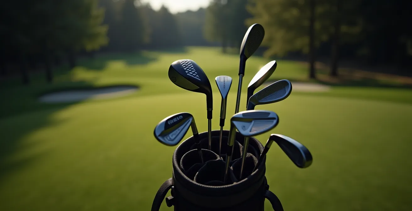 Streamlined golf bag with carefully selected seven essential clubs for beginners