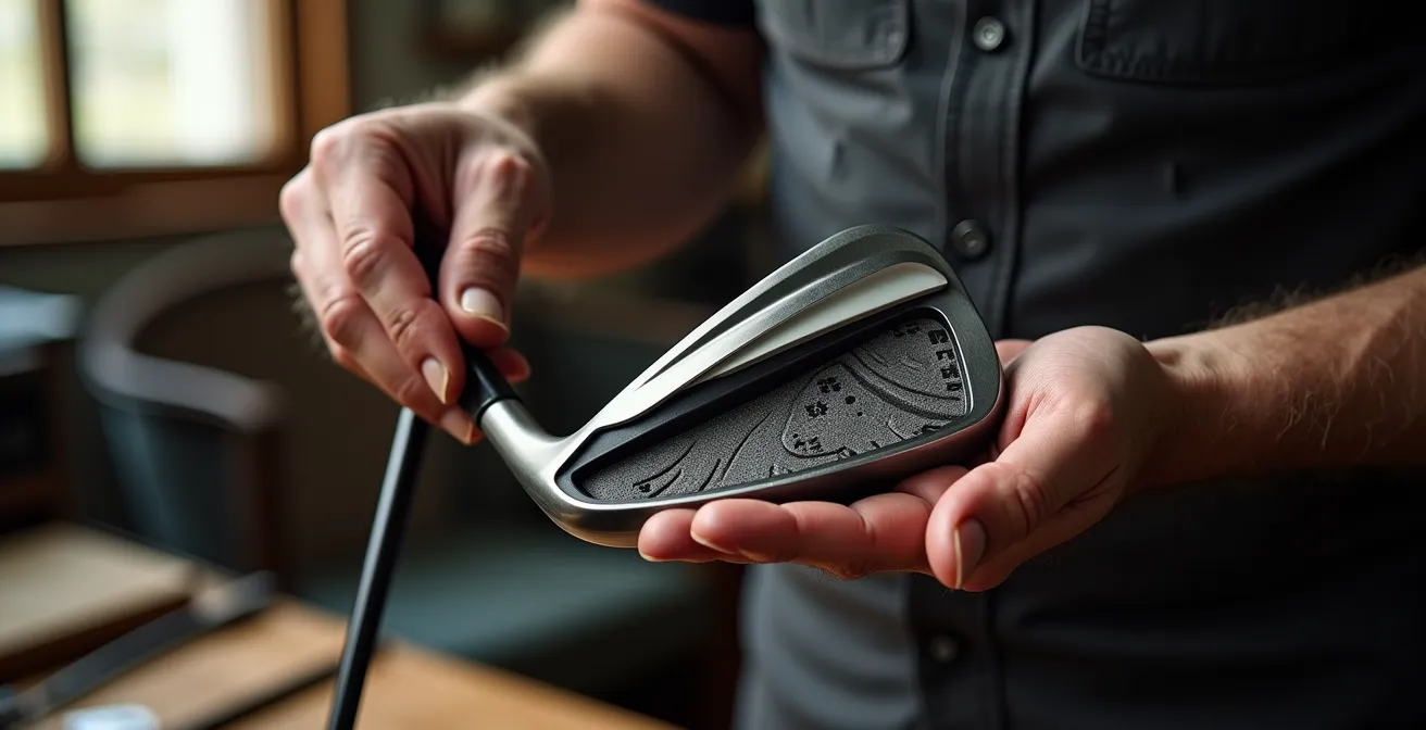 Wide angle shot of hollow body iron cutaway display showing internal technology and engineering