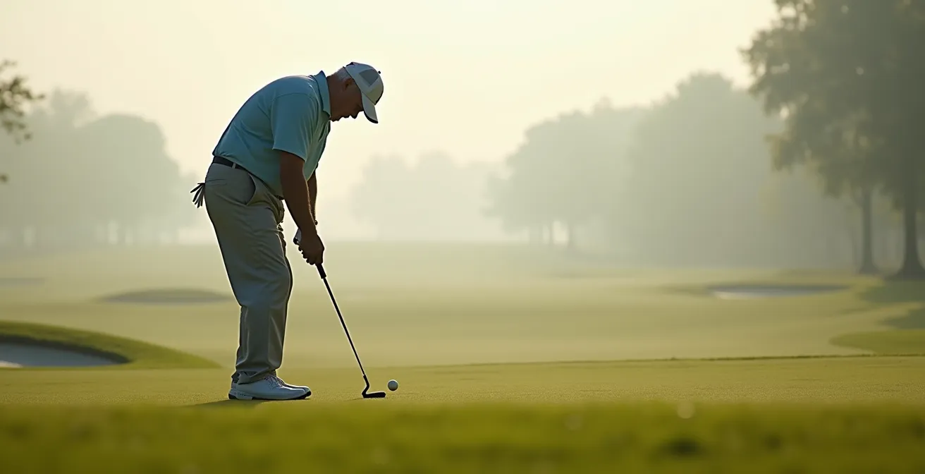 Senior golfer demonstrating smooth, efficient swing with proper balance and tempo